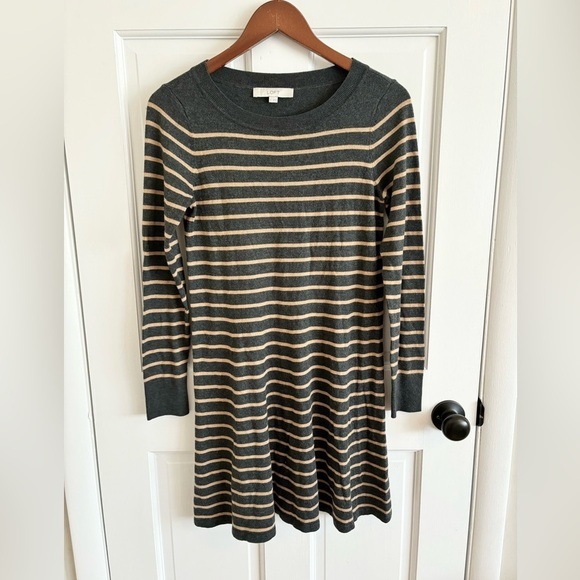 Loft long sleeve striped swing dress knit wool blend size SM - Picture 1 of 4